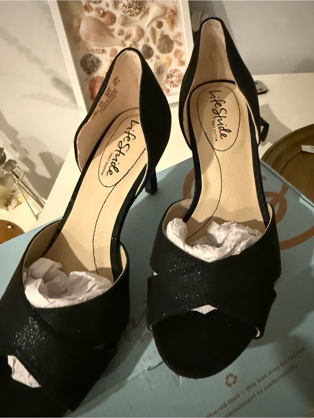Life Stride Black D'Orsay Open-Toe Heels